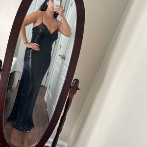 Black Sequin Formal Gown with Slit